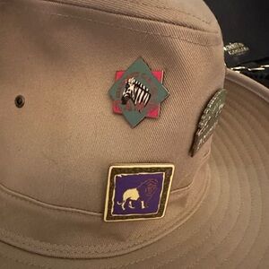 Tan Safari Hat with Animal Pins